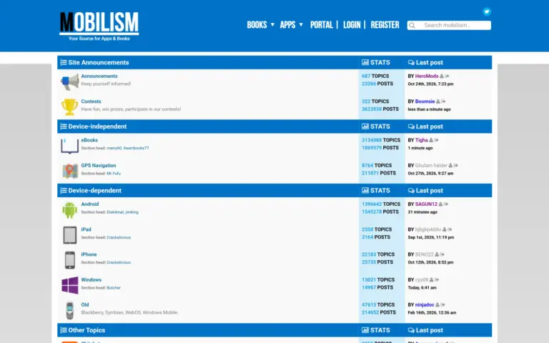 Mobilism homepage screenshot