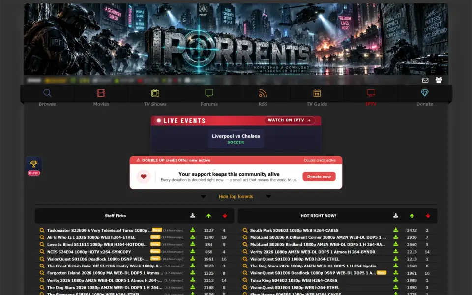 IPTorrents homepage screenshot